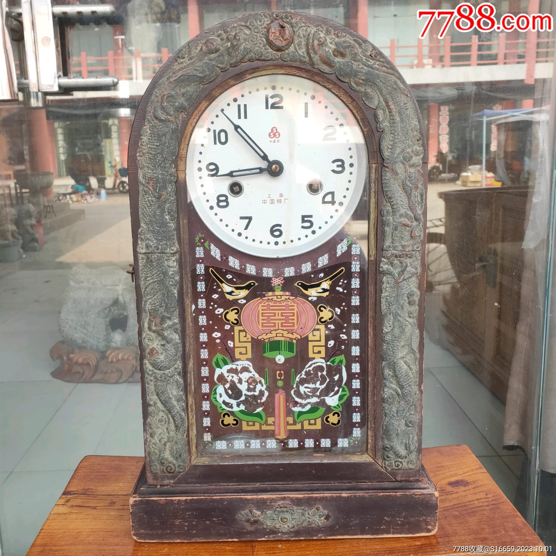 上海三五座钟和尚头钟喜字红灯笼喜鹊玻璃画-价格:150元-se96470417-座钟/落地钟-零售-7788收藏__收藏热线