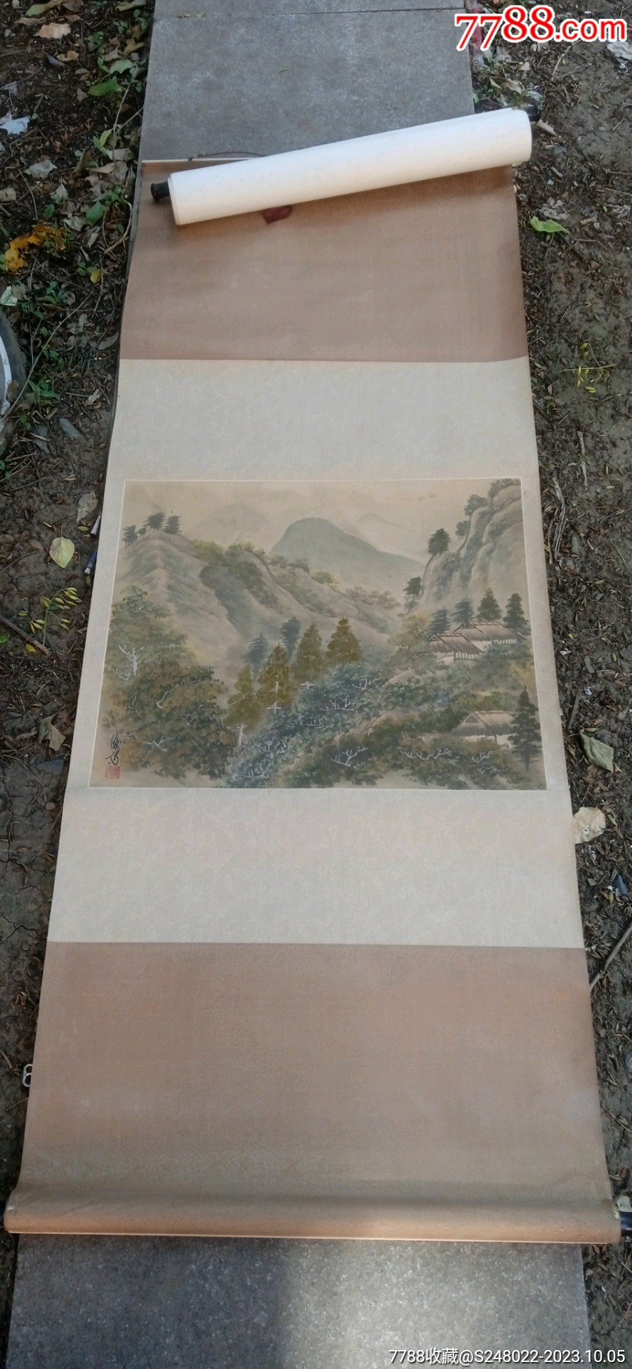 老绢布山水画1副。印款,俊齐,画家不详。_山水国画原作_解忧怀旧铺【7788收藏__收藏热线】