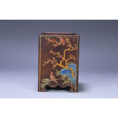 旧藏海南黄花梨树瘤随形笔筒-笔筒-7788红宝书
