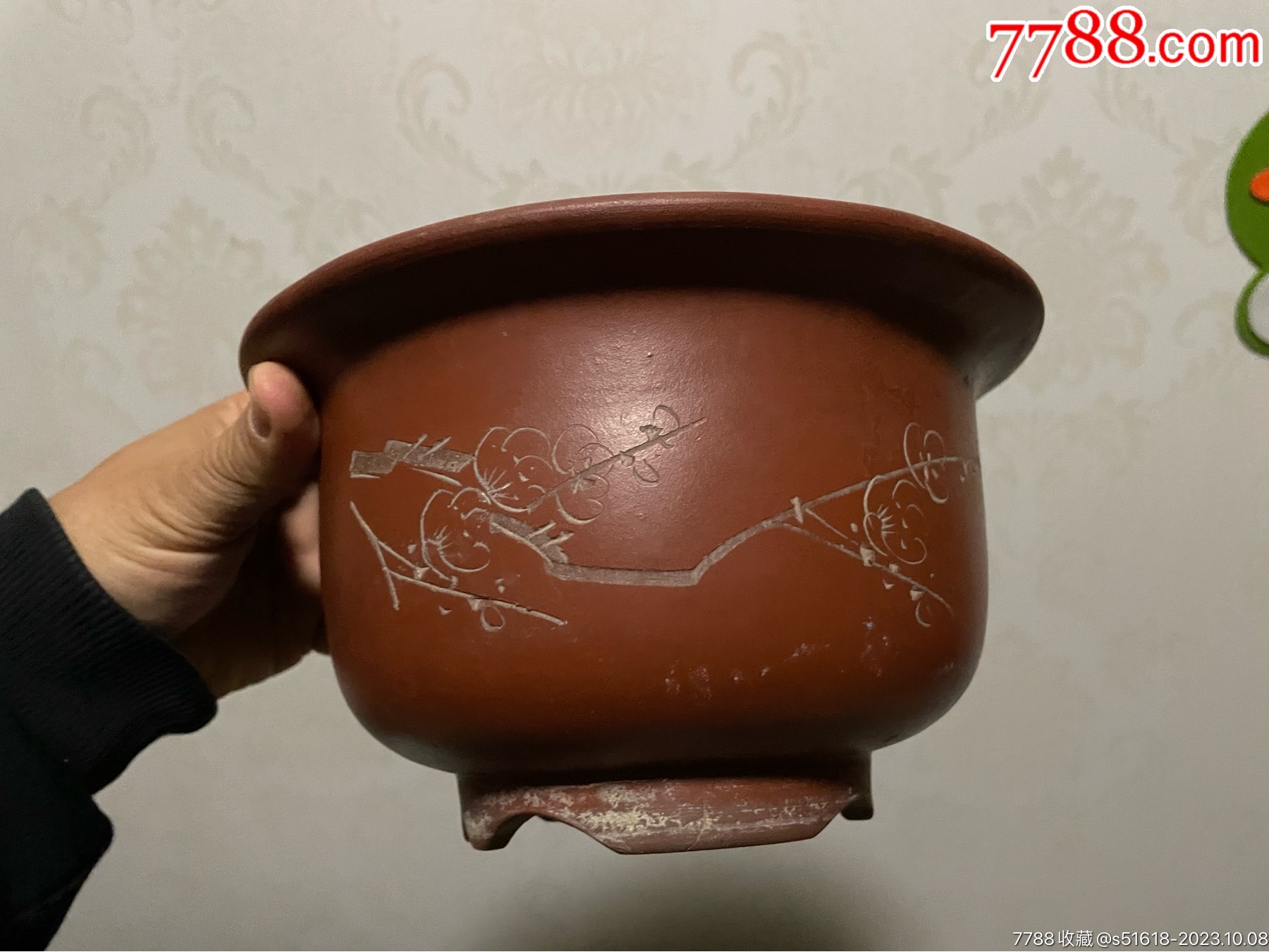 小石刻紫砂花盆-其他紫砂-7788红宝书