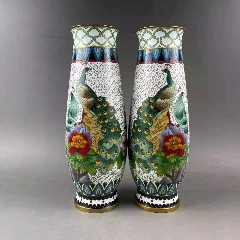 解放后景泰蓝花瓶一对-景泰蓝/珐琅-7788红宝书