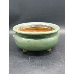 中国漢時代 緑釉耳付香炉 高さ11.8㎝ 東Y7-0704⭐︎