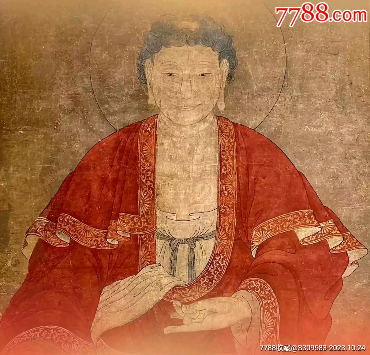 元末明初宝生佛画像_人物国画原作_大秦典藏【7788收藏】