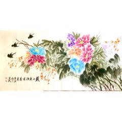 荷花 扇面 荷花扇面(sold) #荷花#国画#水墨画#花#扇#绢扇#chinesepainting