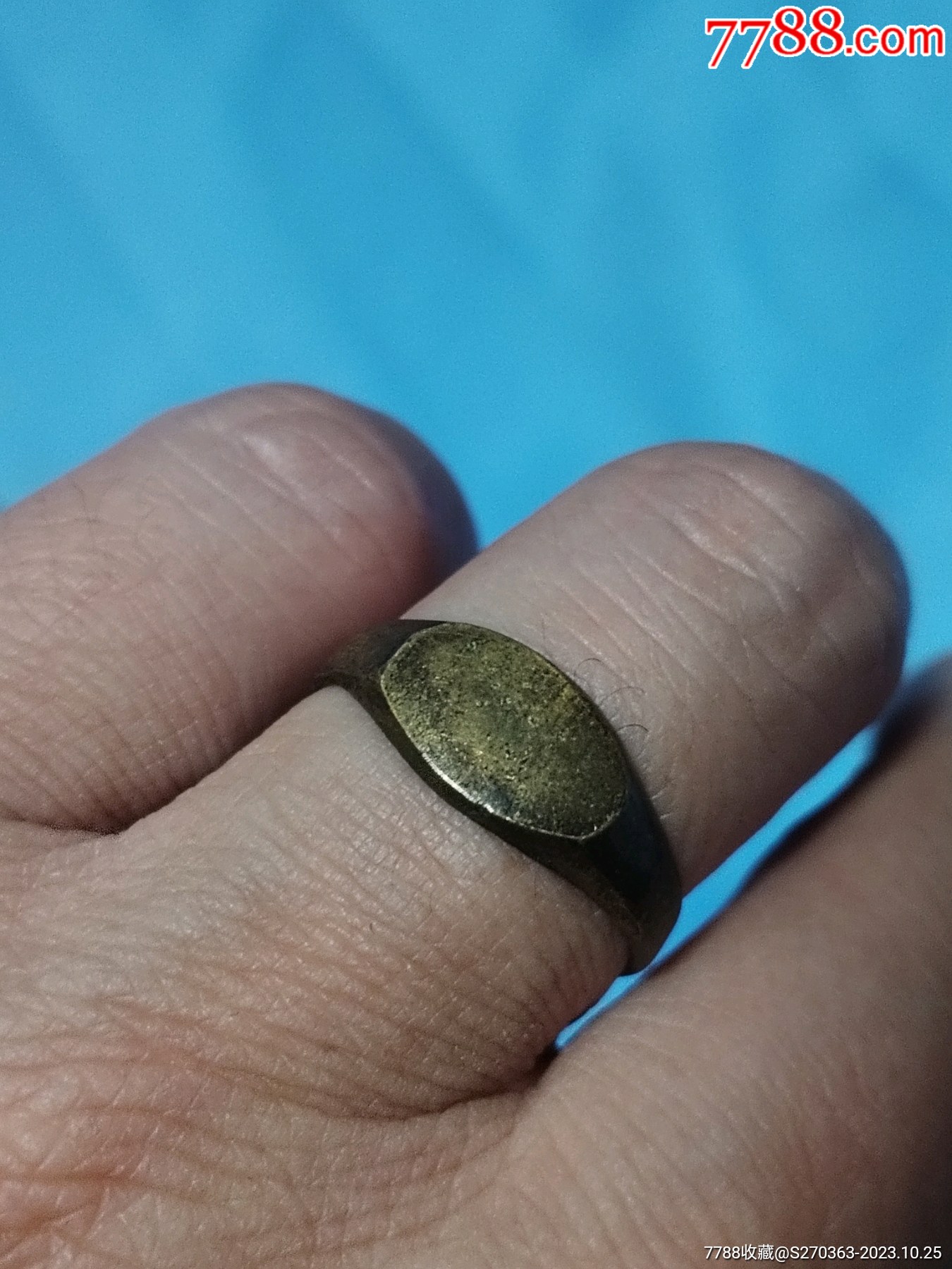 民国老工黄铜老戒指一枚