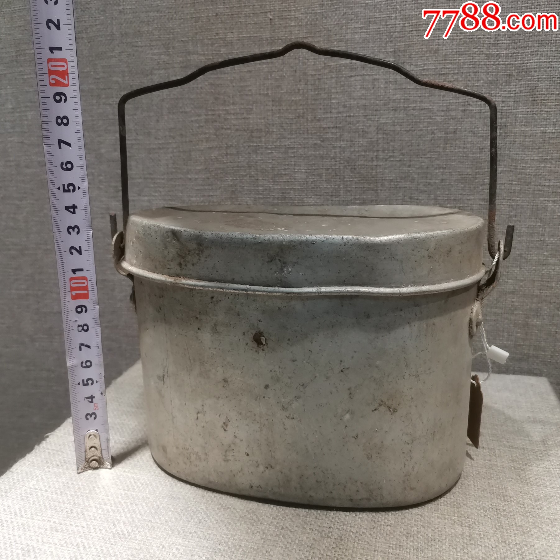 红色收藏抗战革命老物件铝质猪腰子饭盒无标