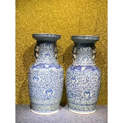 大清光绪年制款青花加彩竹石芭蕉纹玉壶春瓶-青花瓷-7788旧书网