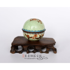 清代掐丝珐琅花鸟纹胭脂盒景泰蓝盖缸盖罐文房铜胎珐琅彩粉盒-景泰蓝