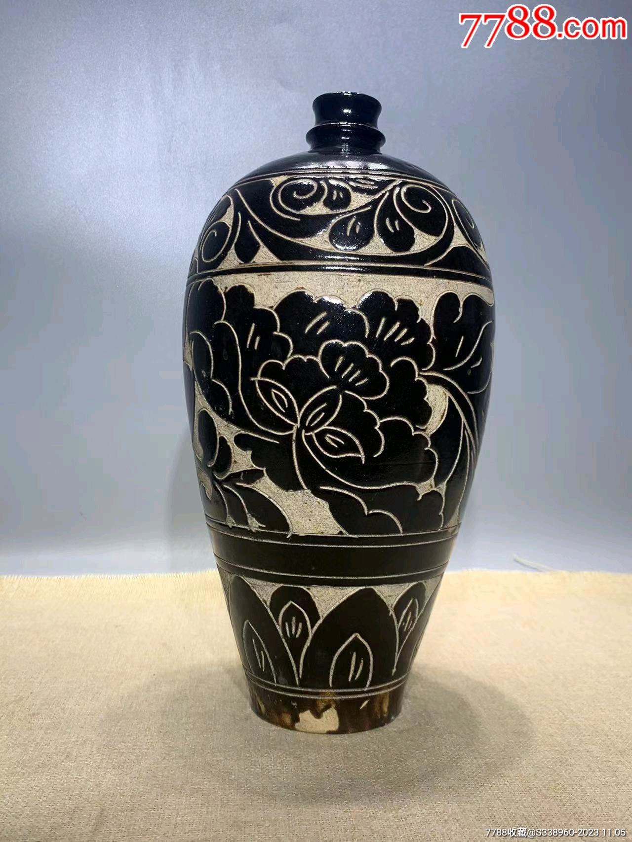磁州窑黑釉刻花梅瓶-价格:1400元-se97145205-黑瓷/天目瓷-零售-7788收藏__收藏热线