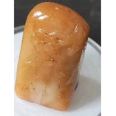 清代老寿山石白田黄，金包银印章，尺寸3.8-1.95厘米，重31.1克-寿山石