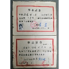 1960年北京市东单区象鼻子中坑小学毕业证书、1963年北京市第十二届女子中学毕
