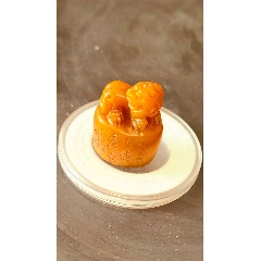 清代老寿山石白田黄，金包银印章，尺寸3.8-1.95厘米，重31.1克-寿山石