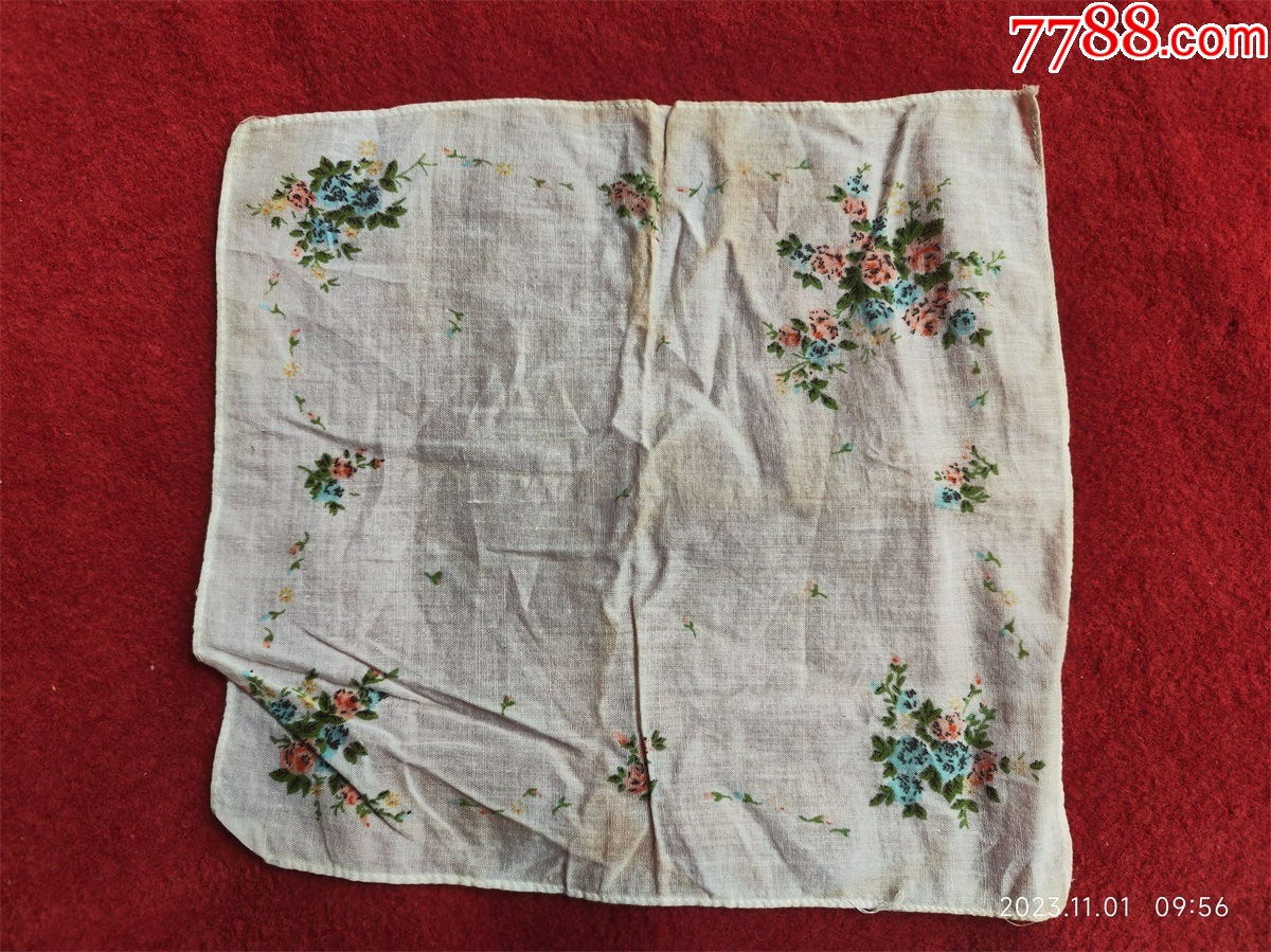 怀旧收藏八十年代手绢印花图案小蓝花图案-价格:20元-se97374171-手帕/手绢-零售-7788收藏__收藏热线