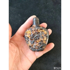 琉璃内画鼻烟壶：-鼻烟壶-7788红宝书