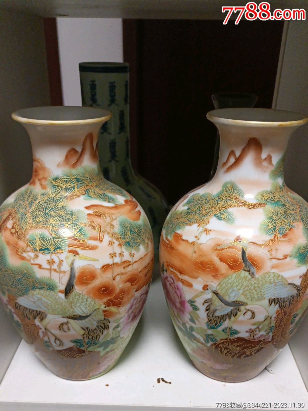 松鶴延年描金花瓶_價格5000元【永和堂雜項】_第1張_7788收藏__收藏?zé)峋€