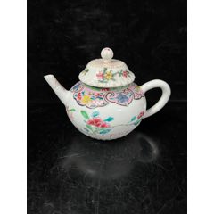 清雍正粉彩花卉瓜棱壶_旧瓷器_茳楠骨玩【7788旧书网】