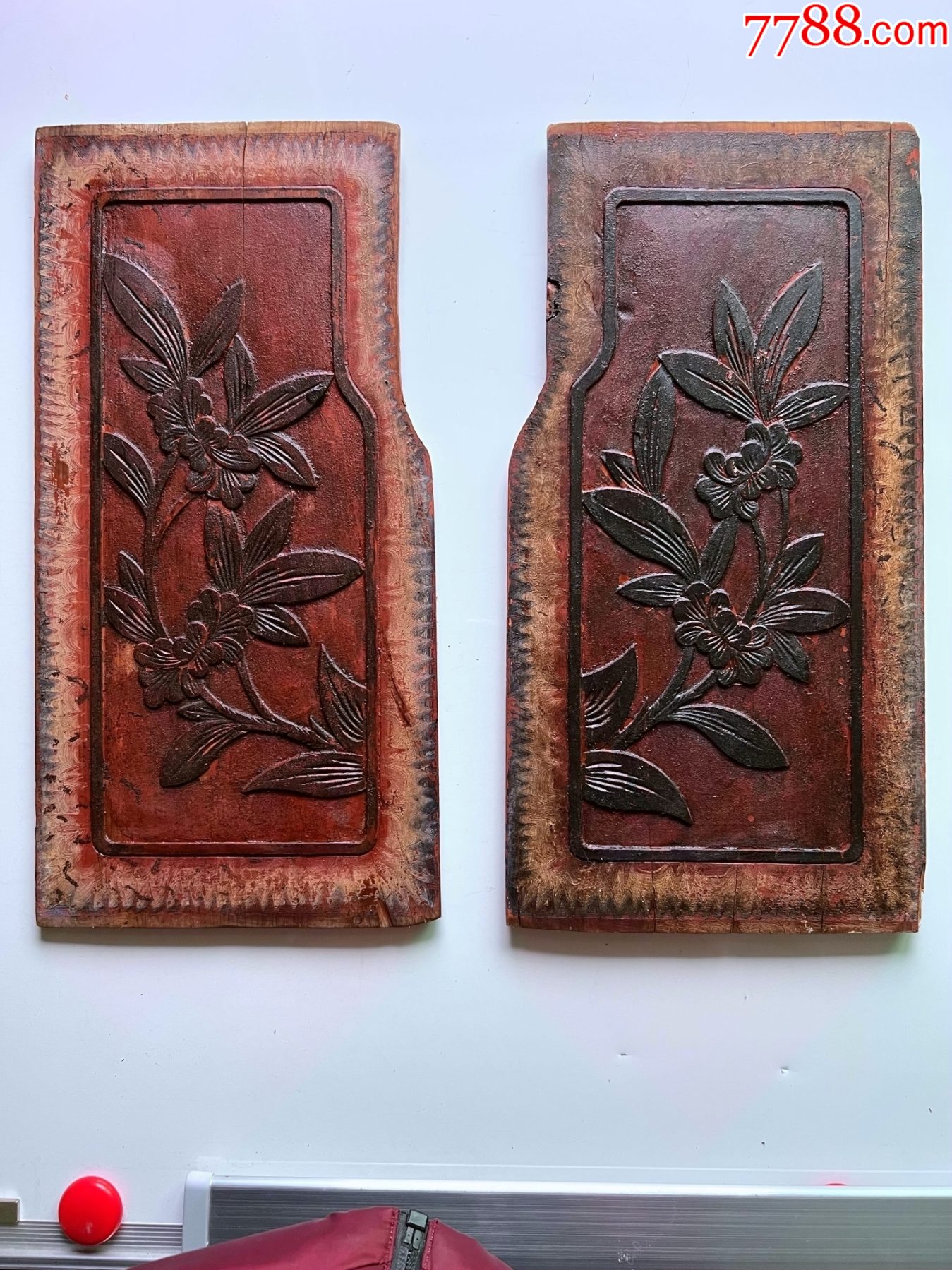 精品木雕—清代或民国浙式民间浮雕花卉花板一对(md1911)_木雕花板_图片鉴赏_收藏价格_7788铜器收藏