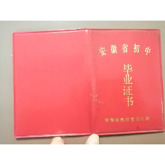1992年安徽省滁州市第二中学补办六零届毕业初中毕业证书（朱**）作废证书仅供收