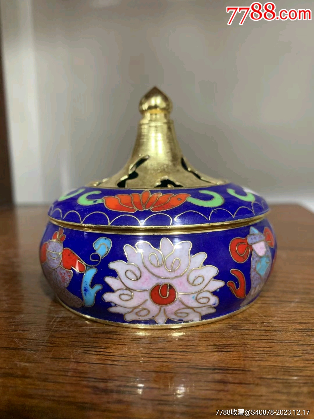 2096 七宝焼　景泰藍　香炉　時代物 景泰蓝八宝香薰炉，-景泰蓝/珐琅-7788旧书网