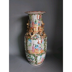 晚清广彩开窗人物花鸟瓶全品_旧瓷器_青花瓷迷【7788旧书网】