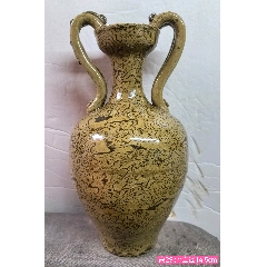 【年中無休】 宋代黄釉绞胎瓷双耳系盘口长颈瓶-花釉/窑变瓷-7788旧书网 宋