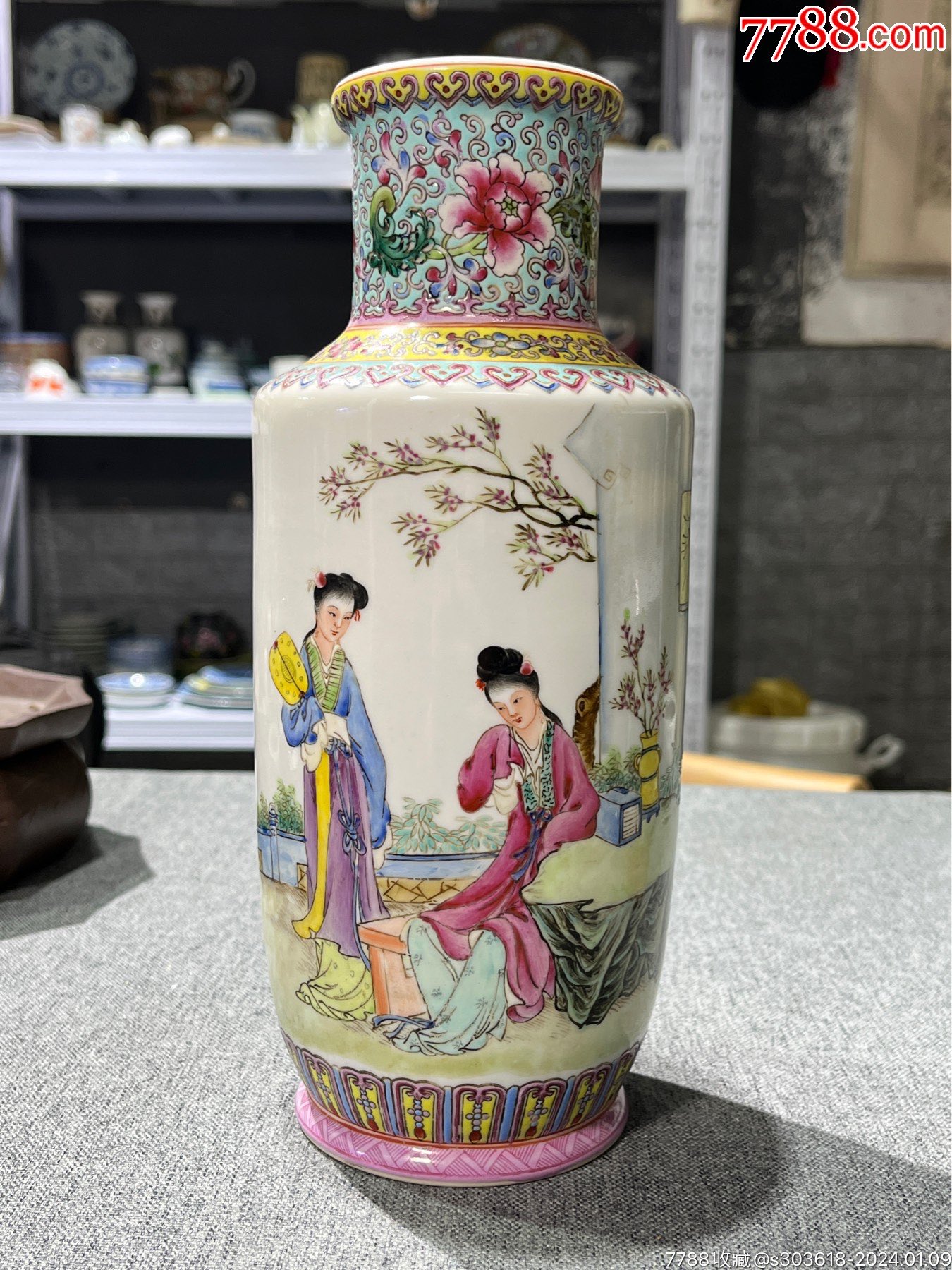 民国-解放初名家「三隆-游家三兄弟」粉彩棒槌瓶-精品_旧瓷器_玩古怡情