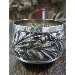 西洋古董银器】160克埃及纯银镂空盘/茶点盘/干果盘/赏盘全品相-其他银