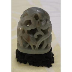 清代和田白玉镂空雕团龙玉佩-和田玉-7788玉器收藏