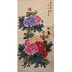 吴雅君《花开富贵》国画_花鸟国画原作_闽人结缘收藏【7788帽徽收藏】
