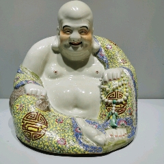 置物　弥勒佛 粉彩人物 置物 弥勒佛 粉彩人物 旧藏万同顺造粉彩弥勒佛