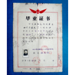60年四川省成都第二十八初级中学校毕业证书（八开）