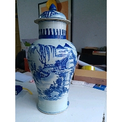  strong>《青花将军罐》 /strong>_青花瓷_白地青花_清朝_罐/缸_人物