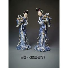 1370 中国 骨董 福建會館 游長子造 十錦 粉彩 漢人 置物 時代物