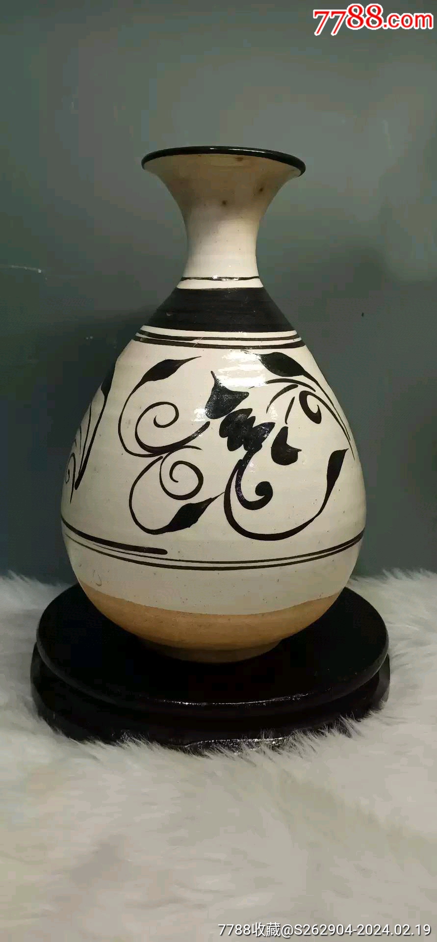 磁州窑白底黑花玉壶春瓶_花釉/窑变瓷_图片收藏_回收价格_7788音像