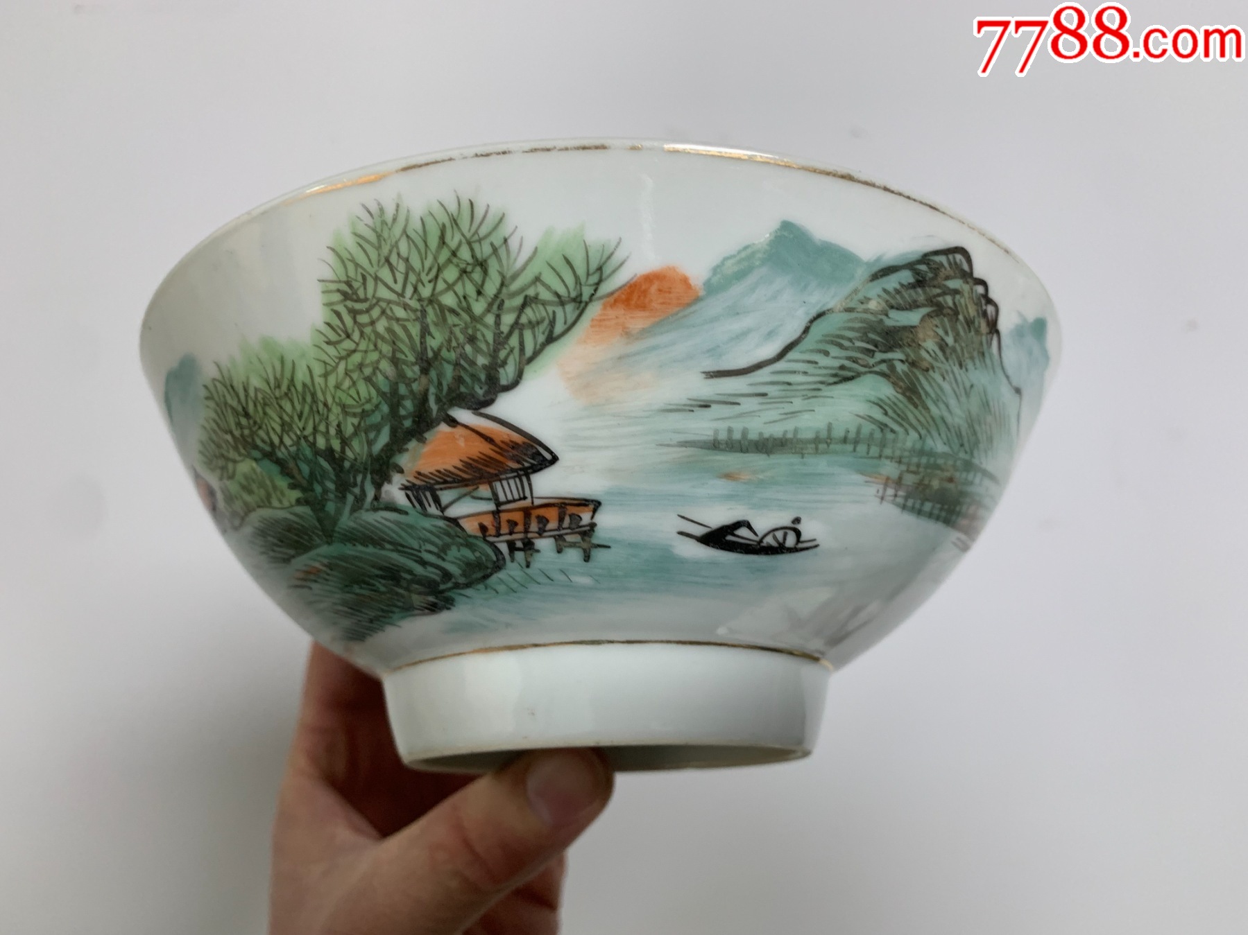 解放初稀少底款“江西景德镇瓷业公司”粉彩粉彩碗一个_旧瓷器_丁一