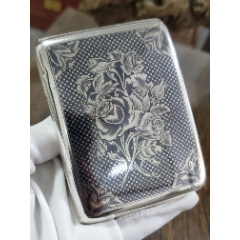 【近】時代 尚美堂造 純銀製内唐木 煙草入 盒子 近時代 尚美堂造 純銀製内唐木 煙草入 盒子