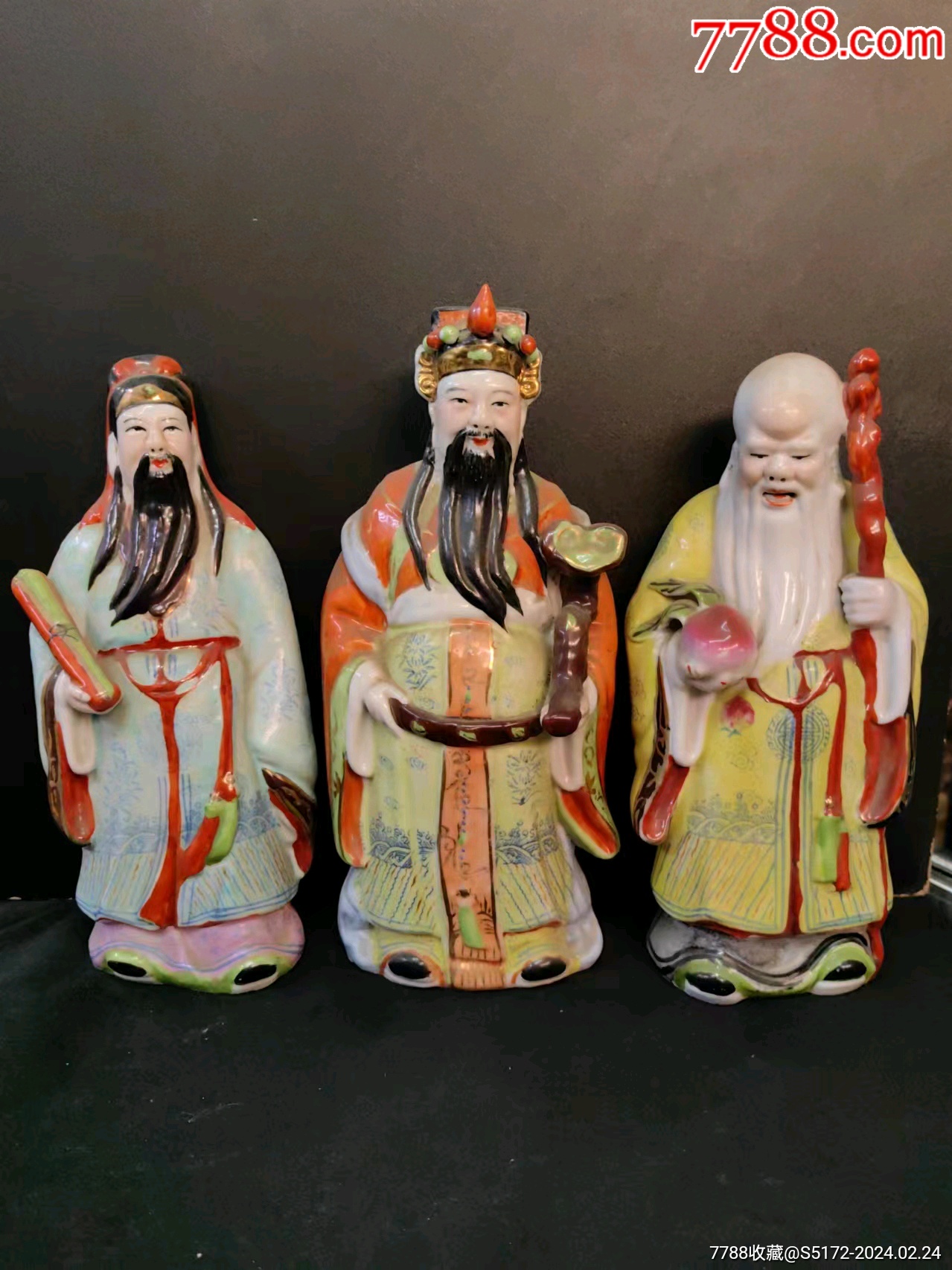 福禄寿瓷塑一套-雕塑瓷/瓷雕-7788红宝书