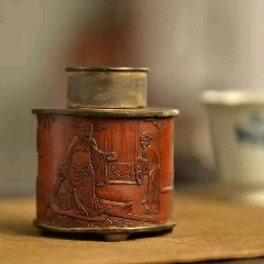 清代雕刻人物竹包锡茶叶罐_锡壶/锡器_鉴别图片_收藏价格_7788陶器收藏