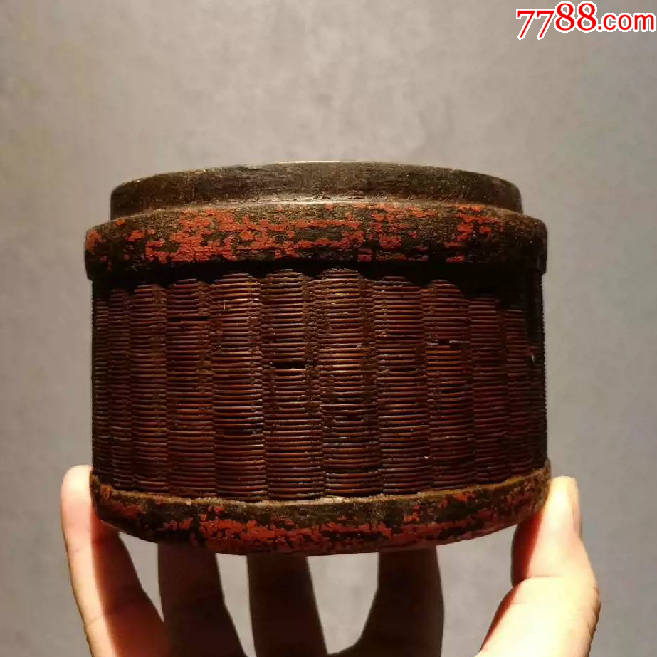 清代竹丝编制盖盒-竹篮/竹筐/竹盒-7788红宝书