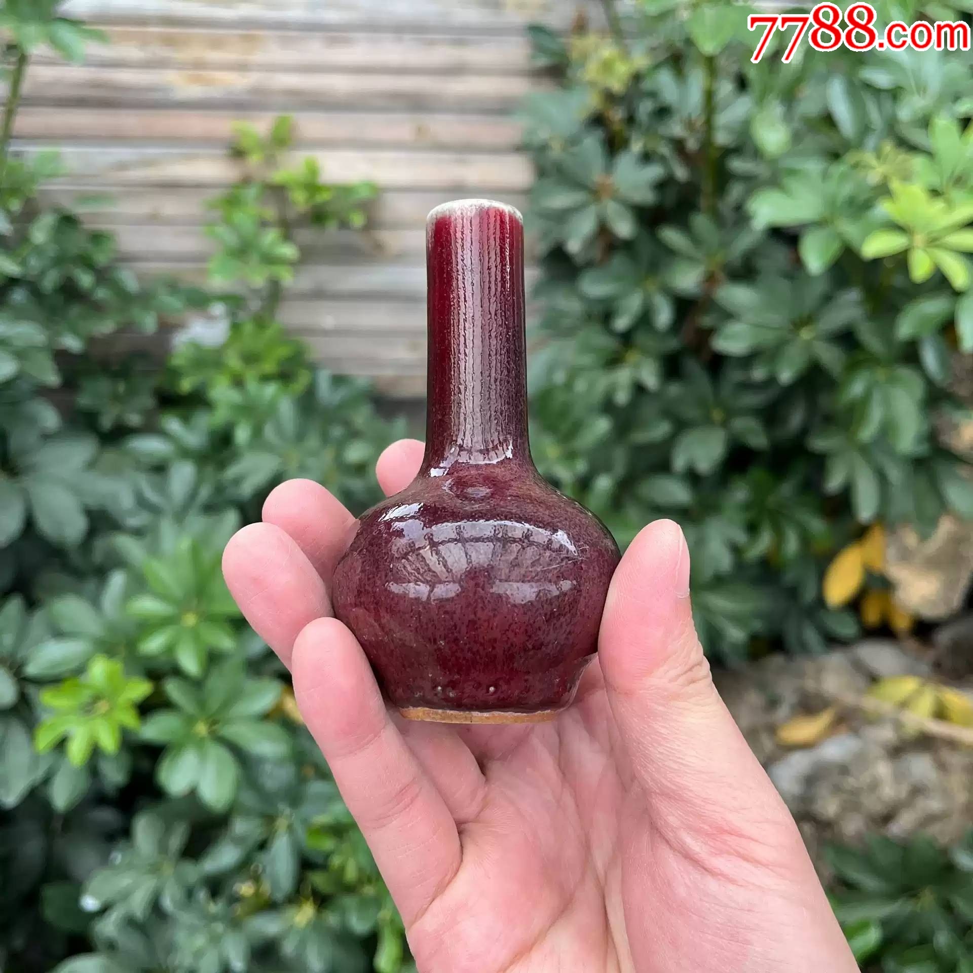 清代红釉瓷瓶_红釉瓷_贪睡小企鹅的店【7788旧书网】