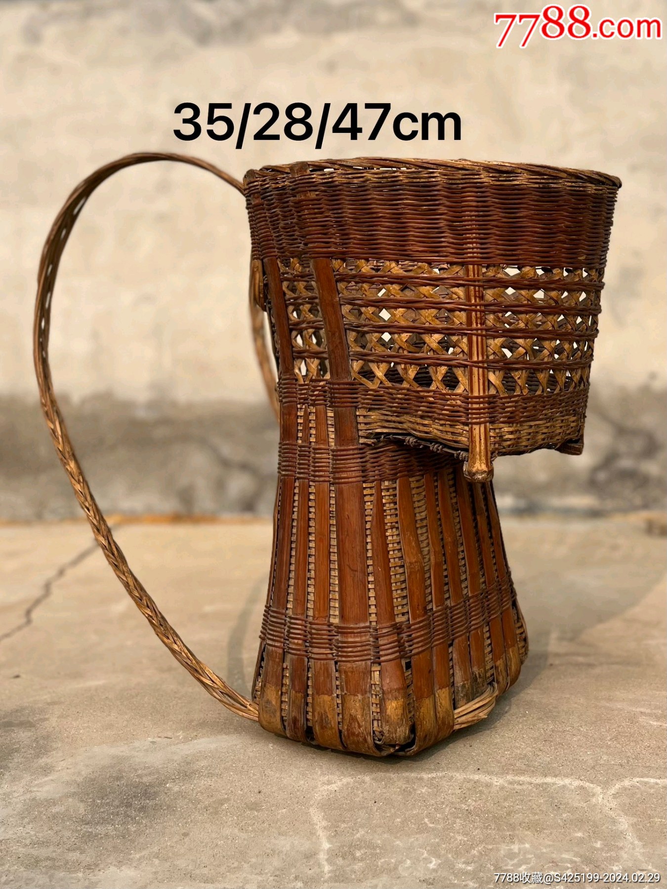 清代，竹之器，竹编小背篓，古朴典雅。尺寸：口35x28高47cm。-价格:788元-se99164569-其他竹制品-零售-7788收藏__收藏热线