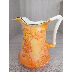 民国，纯手绘粉彩美女桃花茶壶一件，黄色为修补，江西徐炳兴