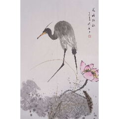 【带合影，授权销售】潜力股画家游尘作品：荷塘雅韵