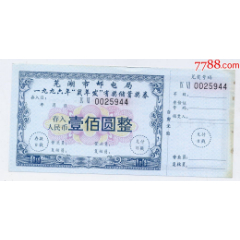 芜湖市邮电局1996年鼠年发有奖储蓄奖券100元