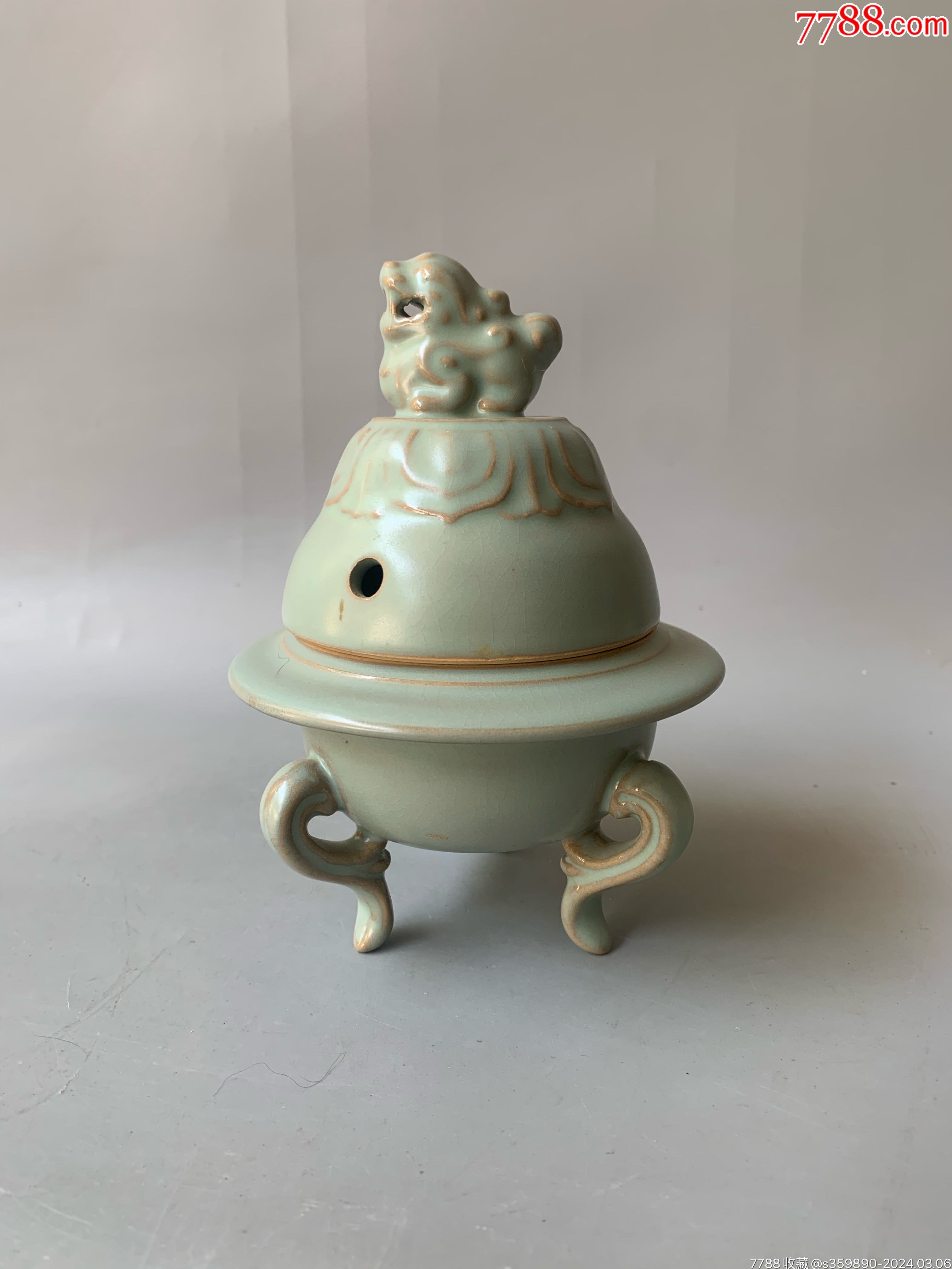 宋代老窑汝窑三足炉-青白瓷/影青瓷-7788旧书网