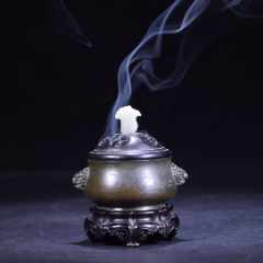 双凤耳“花开富贵”铜鎏金香炉3-铜炉-7788红宝书