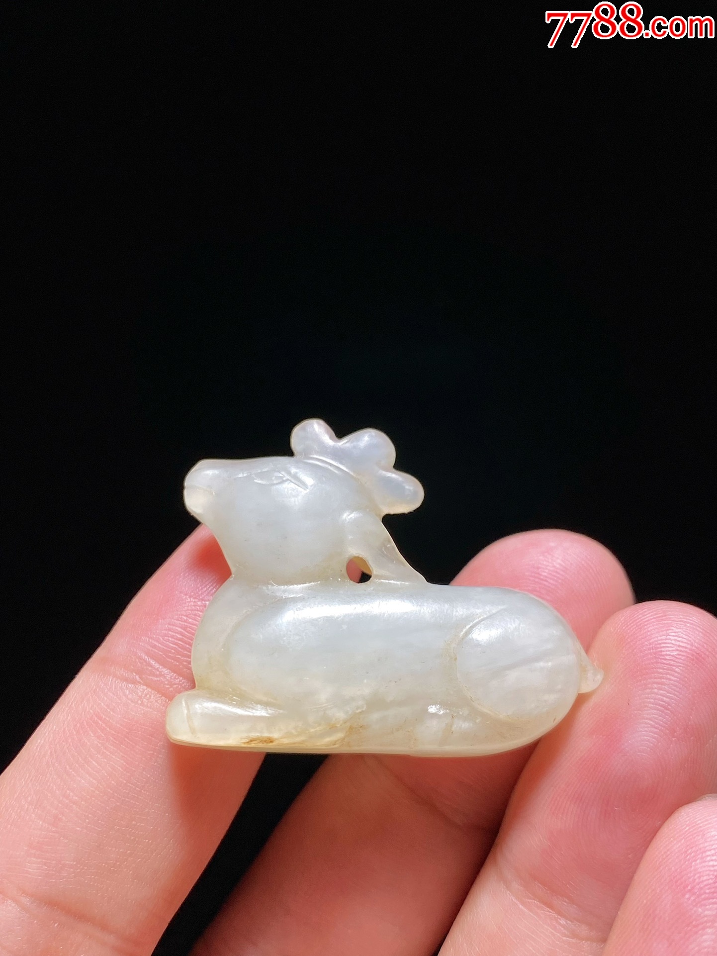 明和田玉籽料白玉卧鹿玉鹿挂件吊坠-价格:3000元-se99361158-和田玉-零售-7788收藏__收藏热线