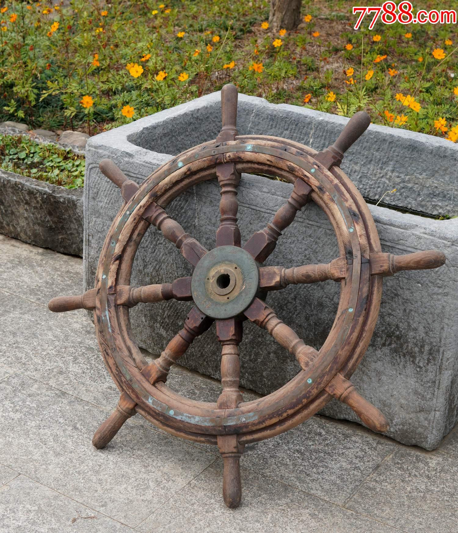 清代木质轮船舵空间装饰老木雕民俗木器