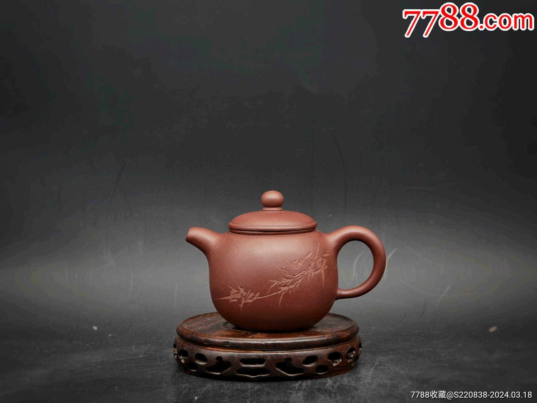 霍红文早期老紫泥精工小匏尊壶-紫砂壶-7788收藏