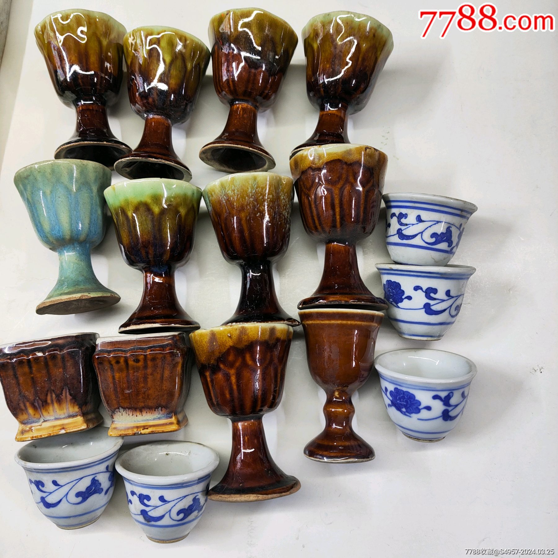 陶瓷窑变釉酒杯12个+景德镇小酒盅5个老瓷器-价格:90元-se99633263-花釉/窑变瓷-零售-7788收藏__收藏热线